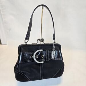 VTG Y2K COACH 3579 Madison Swarovski Crystal Buckle Satin Framed Kiss Lock Purse